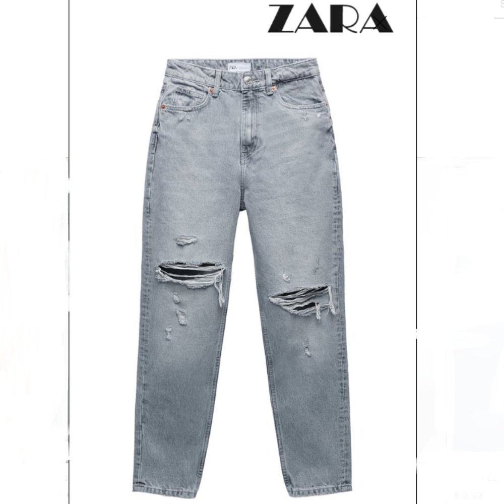 Zara Gray Distressed Women Jeans